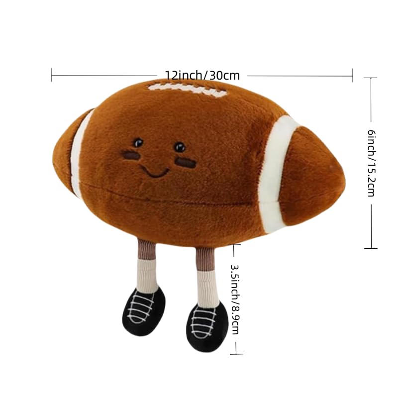 XIZHI 12" Cute Football Plush Toys Soft Stuffed Sport Throw Pillow Plush Ball Gift for Kids Birthday and Christmas Decoration (Rugby)