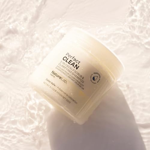 NatureLab.TOKYO Perfect Clean Scalp Scrub & Shampoo – 2-in-1 Clarifying Cleanser with Sugar Crystals, Probiotic Sake Water & Hyaluronic Acid, 8.1 oz