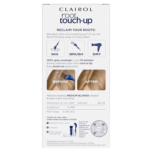 Clairol Root Touch-Up by Nice'n Easy Permanent Hair Dye, 8 Medium Blonde Hair Color, Pack of 1