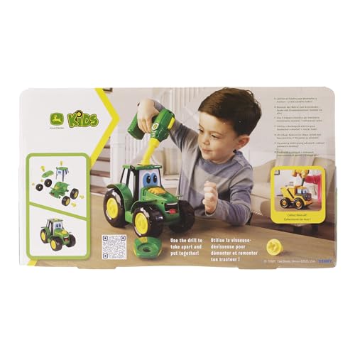 BUILD-A-BUDDY John Deere Tractor Take-Apart Toy with Drill, 16 STEM Pieces, Toddler Building & Tool Toy for Kids 3+
