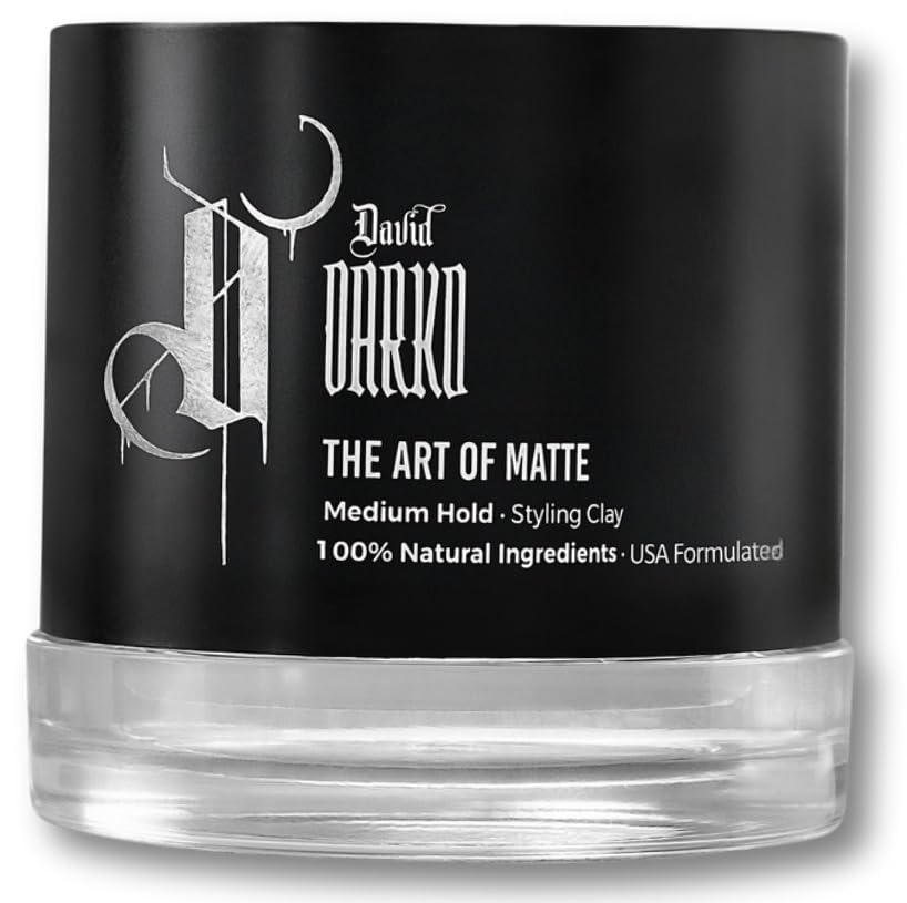 David Darko Hair Clay for Men – 100% Natural Matte Finish | Medium Hold, Easy to Wash Out | Texturizing & Styling Clay | USA-Formulated 2.82 oz