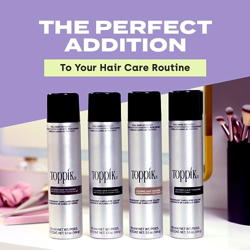 Toppik Colored Hair Thickener Spray, Light Brown – Volumizing Root Touch-Up Concealer for Thinning Hair, Adds Fullness & Covers Grays, 5.1oz