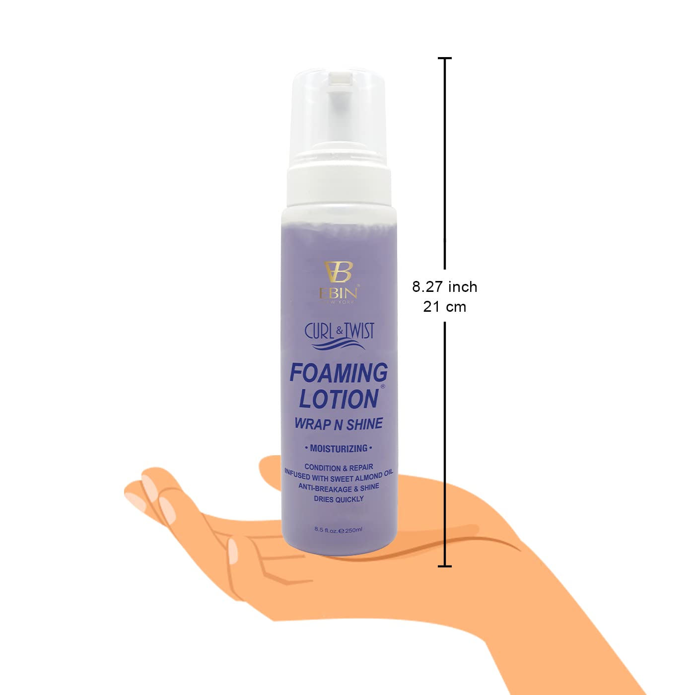 EBIN NEW YORK Curl & Twist Foaming Lotion 8.5 oz | Moisturizing, Hydrating & Smoothing Formula for Defined, Shiny, Long-Lasting Curls