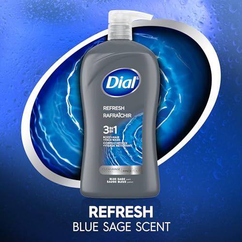 Dial Men 3in1 Body, Hair and Face Wash, Hydro Fresh, 32 fl oz