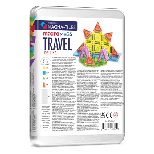 MAGNA-TILES microMAGS Travel Set Deluxe 55-Piece Magnetic Construction Set, The Original Magnetic Building Brand