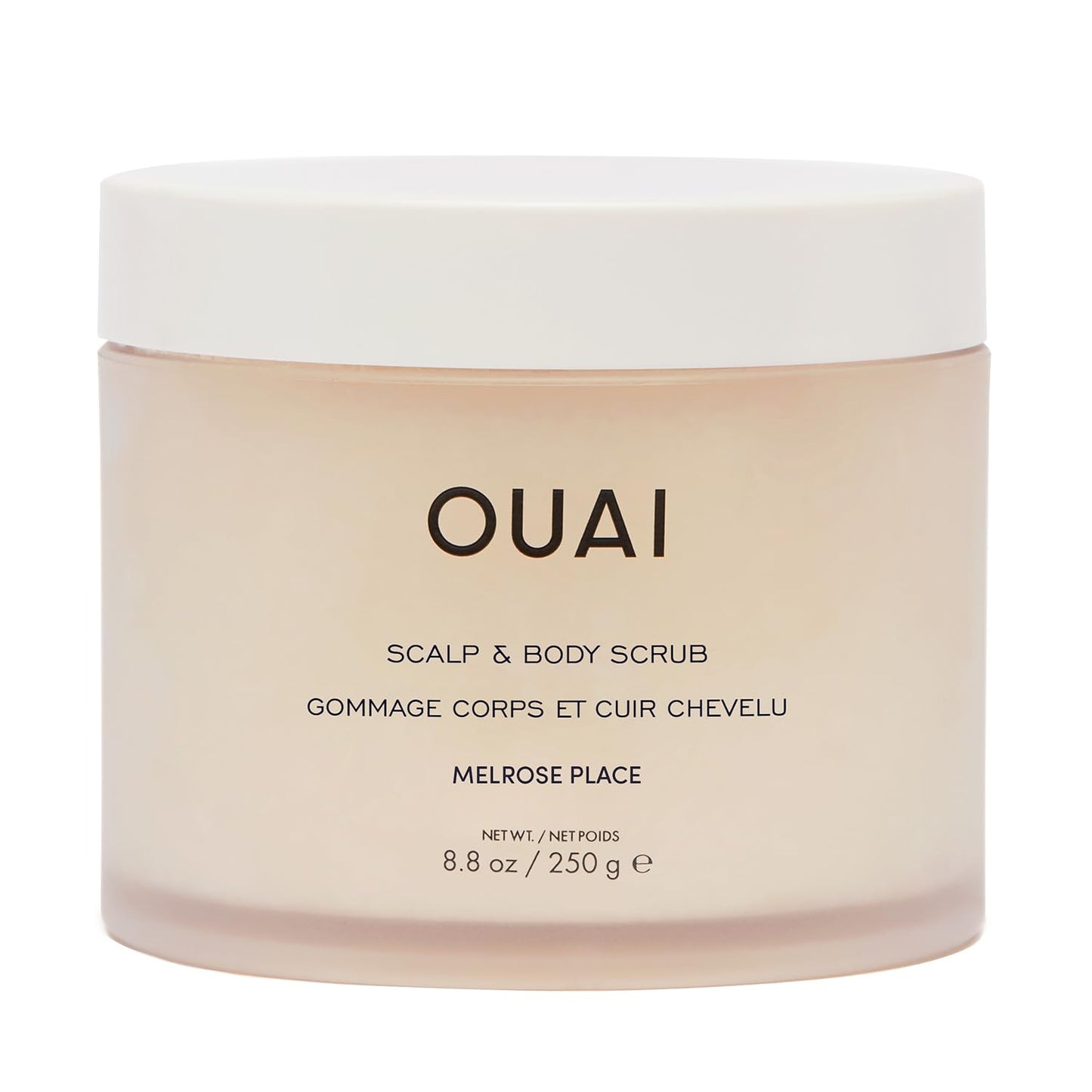 OUAI Scalp & Body Scrub, Melrose Place – Exfoliating Sugar & Coconut Oil Blend for Smooth Skin & Scalp, Removes Buildup, 8.8 Oz