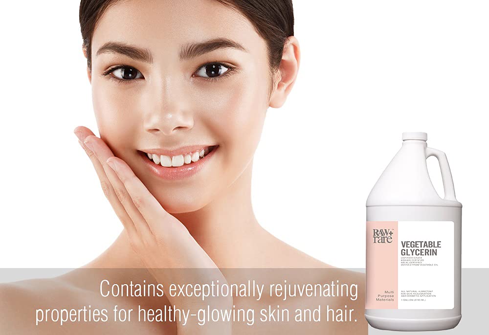 Raw Plus Rare Natural Glycerin 128 fl oz – Bulk Gallon, USP Food & Cosmetic Grade, Hair & Skin Care, Soap Making, Kosher & Halal