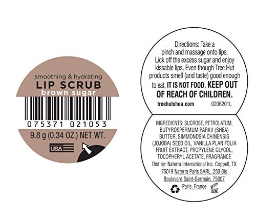 Tree Hut Sugarlips Sugar Lip Scrub, Brown Sugar 0.34oz Jar, Shea Butter and Raw Sugar Scrub Ultra-Hydrating Lip Exfoliator, Lip Care
