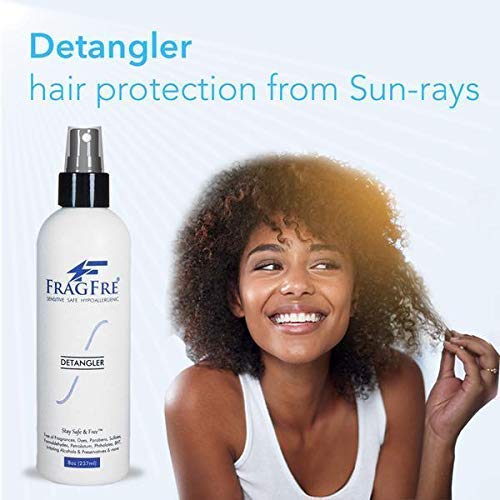 FRAGFRE Hair Detangler Spray 8 oz – Leave-In Conditioner & Heat Protectant for Sensitive Scalp – Fragrance Free, Gluten Free, Vegan, Cruelty Free