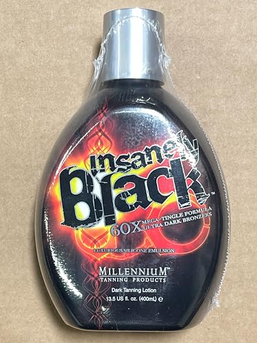 Millennium Tanning Insanely Black 60x, Mega Tingle Dark Tanning Lotion, 13.5 Ounces