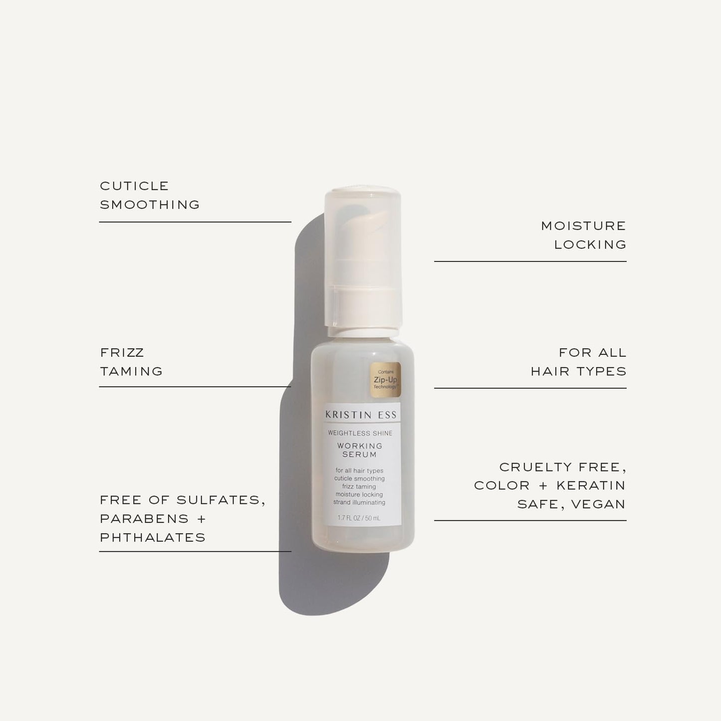 Kristin Ess Weightless Shine Hair Serum 1.7 fl oz – Frizz Control, Anti-Breakage, Moisture Lock & Shine Boost for Dry, Damaged, Color-Treated Hair