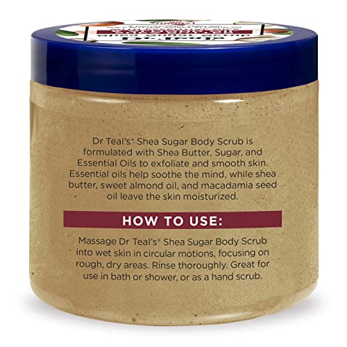 Dr Teal's Shea Sugar Body Scrub, Shea Butter with Almond Oil & Essential Oils, 19 oz (Pack of 3)