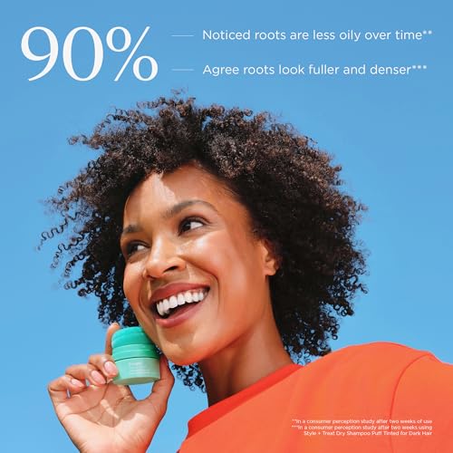 Style & Treat Dry Shampoo Puff - Universal for All Hair Colors - Mattifying Dry Shampoo Powder - Non-Aerosol, Talc Free, Benzene Free - 0.5 oz/15 g