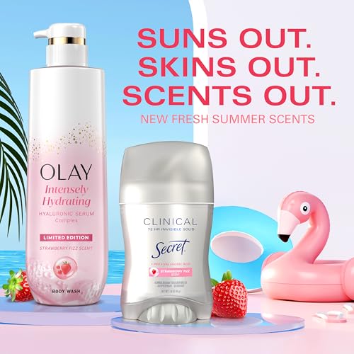 Olay Body Wash for Women, Hydrating with Pro-Hyaluronic Acid & Vitamin B3, Renews Moisture, Strawberry Summer Fizz, 20 fl oz