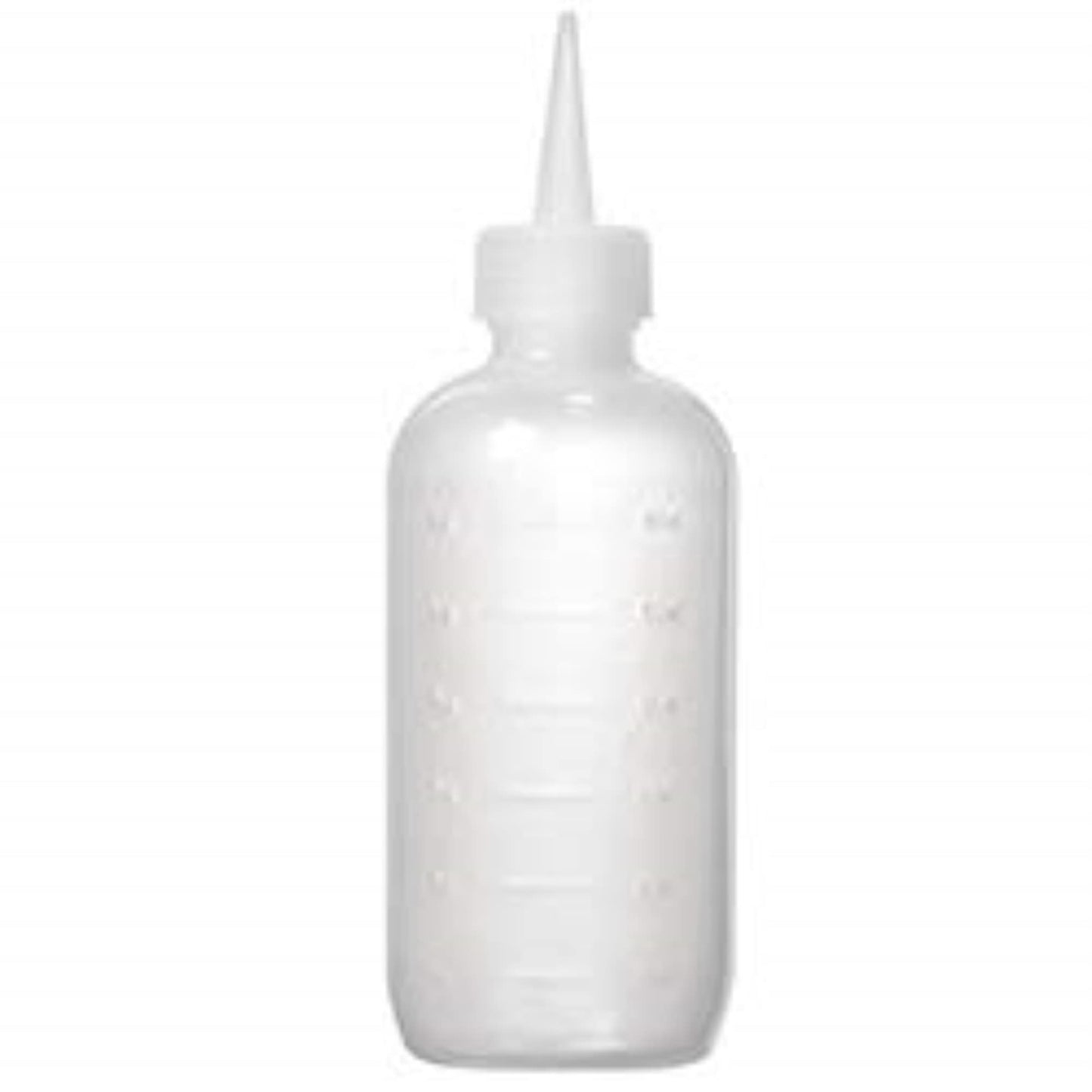 White plastic bottle with a nozzle on a white background