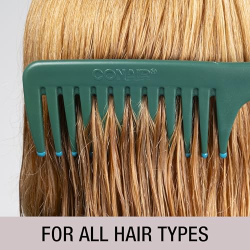 CONAIR Detangle & Smooth Shower Comb with Hook - hair comb for men and women - detangling and parting comb - Teal Green