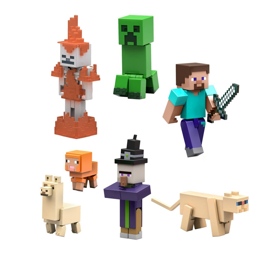 Mattel Minecraft Action Figure & Accessories 2-Pack with Steve in 3.25-inch Scale, Collectible Toy Set