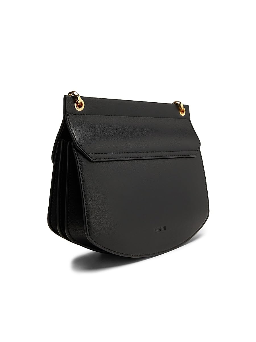 Ganni, Apo-G Small Leather Shoulder Bag, Black