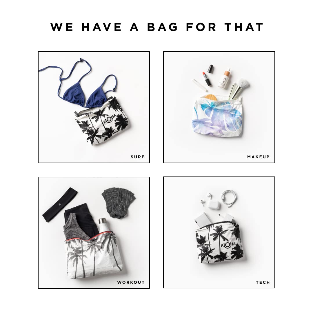 ALOHA Collection Small Pinstripe Pouch – Lightweight, Packable, Splash-Proof Makeup Bag, Easy to Clean