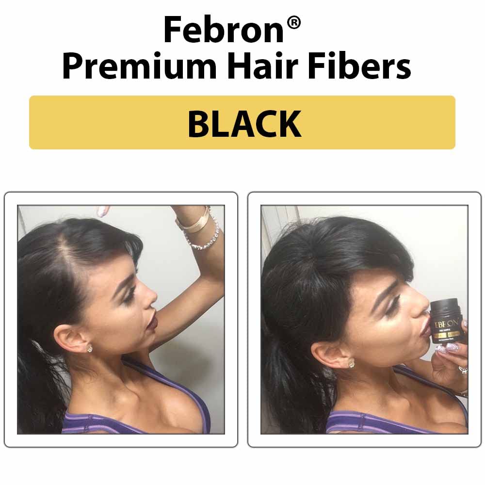 FEBRON Hair Fibers for Thinning Hair Black 30g – Hair Loss Concealer for Men & Women – Natural, Undetectable Hair Powder Filler for Bald Spots
