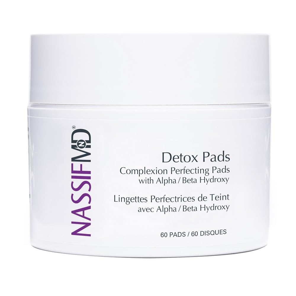 NassifMD Exfoliating Detox Pads – AHA/BHA Facial Pads for Deep Cleansing, Smooth Texture, Pore Reduction, Firming & Radiant Skin