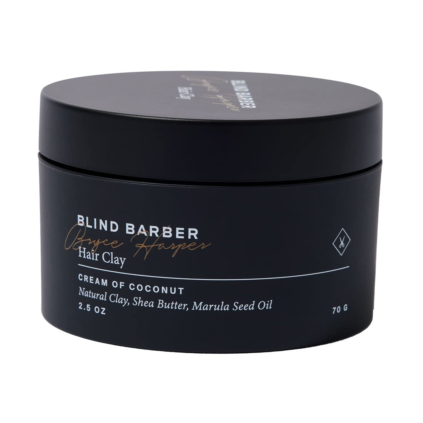 Blind Barber Bryce Harper Matte Hair Clay for Men – Medium/Strong Hold Pomade with Kaolin, Shea Butter & Marula Oil – Coconut Scent, 2.5 Oz
