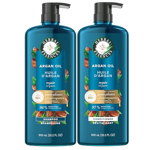 Herbal Essences Argan Oil Repair Shampoo & Conditioner Set, 2-Pack, 20.2 Fl Oz Each, Moisturizing, Paraben-Free, Color-Safe, Citrus Scent