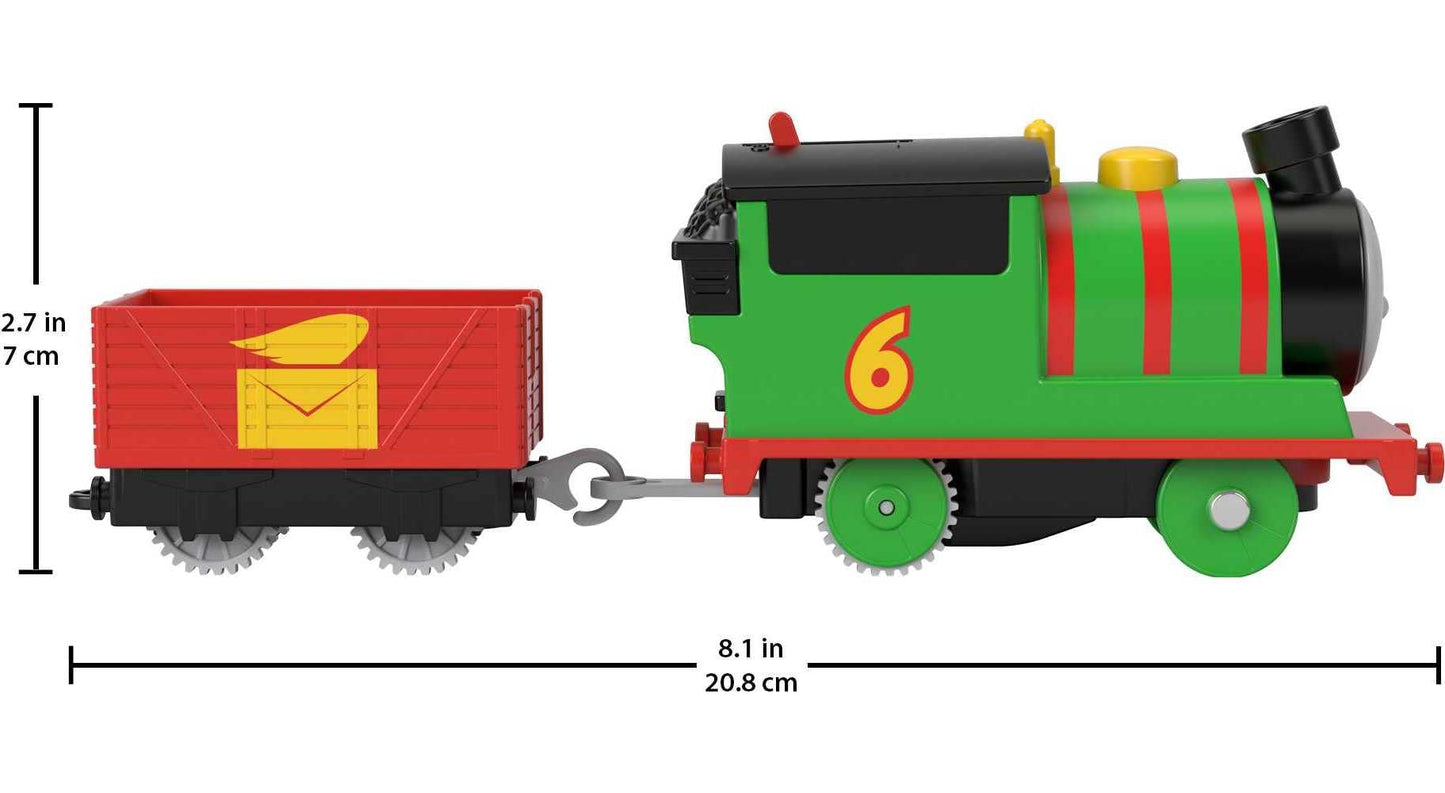 Thomas & Friends Motorized Toy Train Percy Battery-Powered Engine with Tender for Pretend Play Preschool Kids Ages 3+ Years