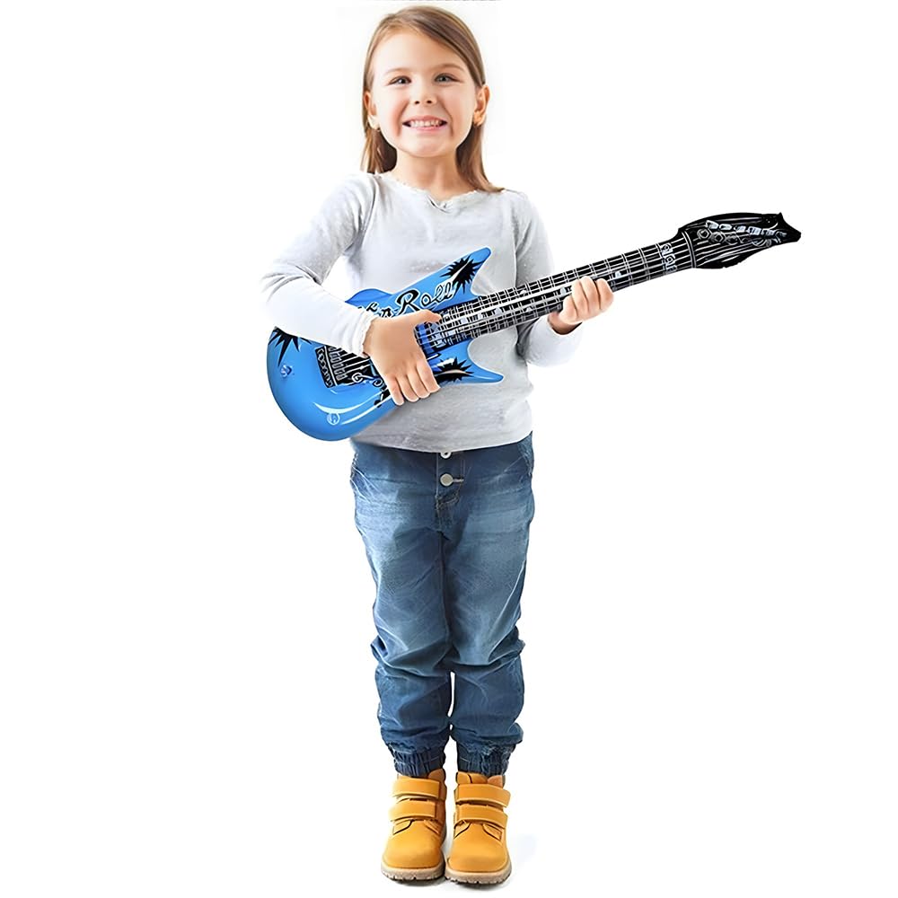 RockStar Dream Blue Inflatable Guitar - 37", 1 Count - Premium Design, Durable Material - Ideal For Party Fun & Unique Photo Props