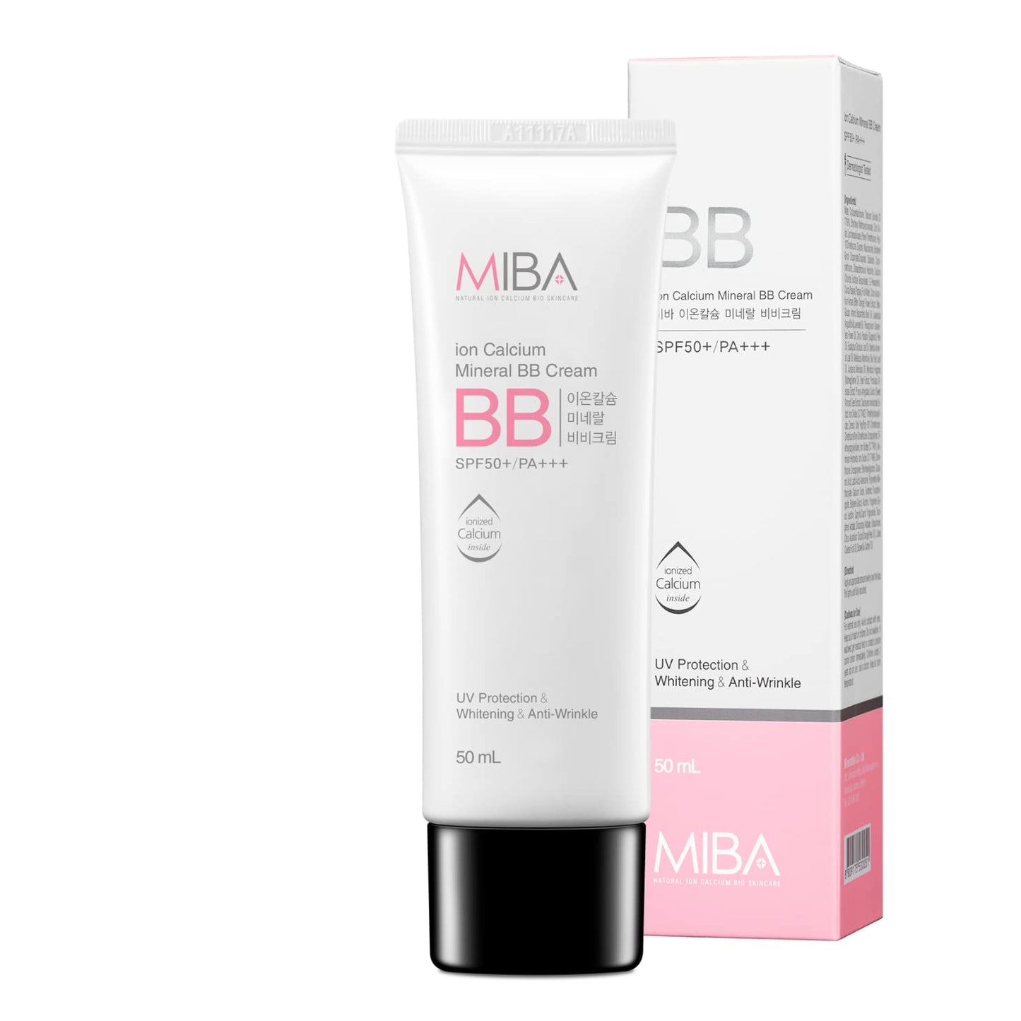 MIBA Ion Calcium Mineral BB Cream 50ml – Lightweight, Full Coverage, Long-Lasting, Mineral-Rich, Minimal Chemicals