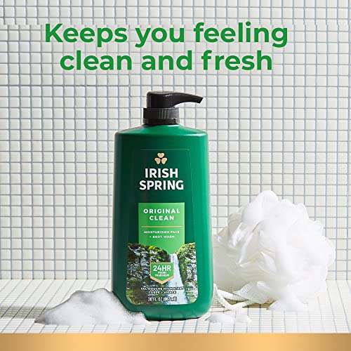 Irish Spring Men's Body Wash Original, 30 fl oz Pump – 24-Hour Freshness, Moisturizing, Paraben-Free, Biodegradable, Cool Fresh Scent