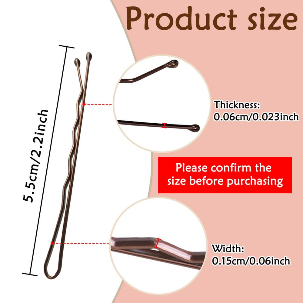 Bobby Pins Brown, 330 Count 2.2 Inch Hair Pins With Cute Box, Premium Bobby Pin For Kids, Girls And Women, Great For All Hair Types
