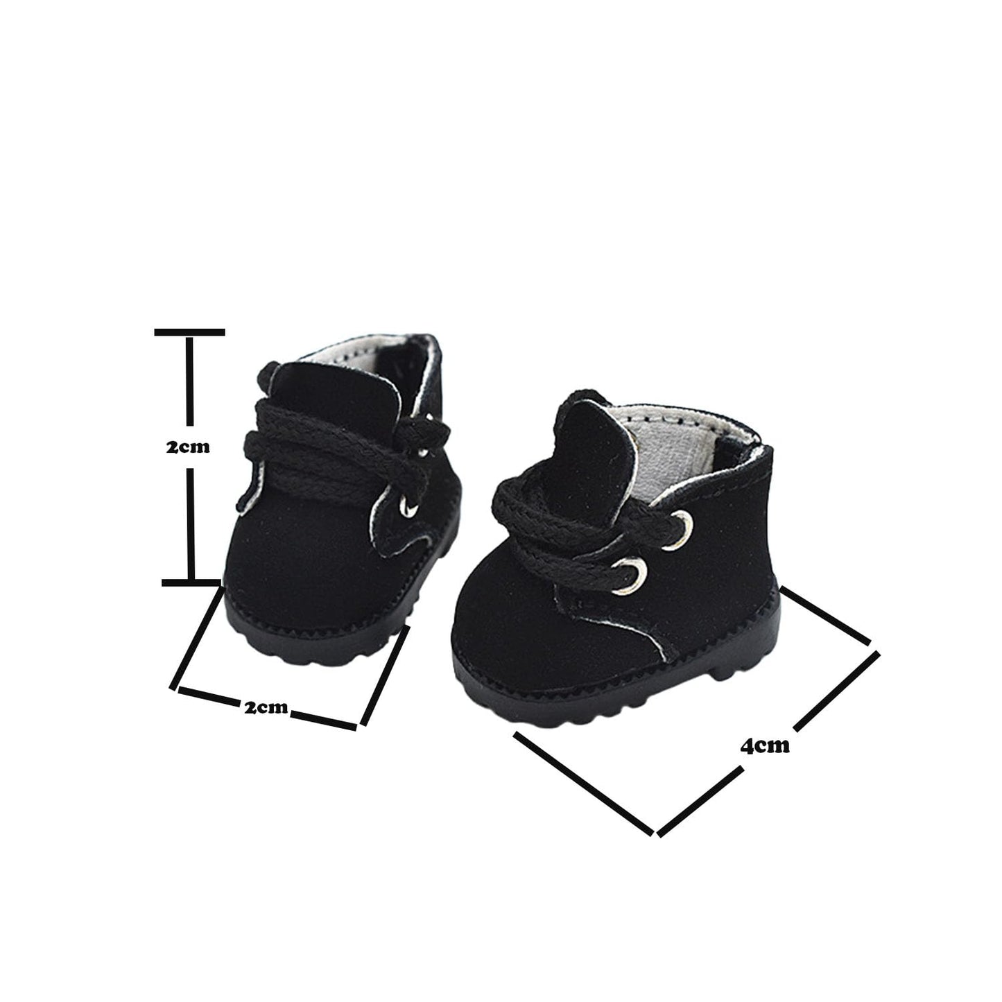 QIXINGWISE 2 Pairs Doll Shoes Compatible with 17cm Doll, Stylish Lace-Up Boots for Dress-up, Outfit Accessory for 15cm 17cm Dolls (Black & Camel)