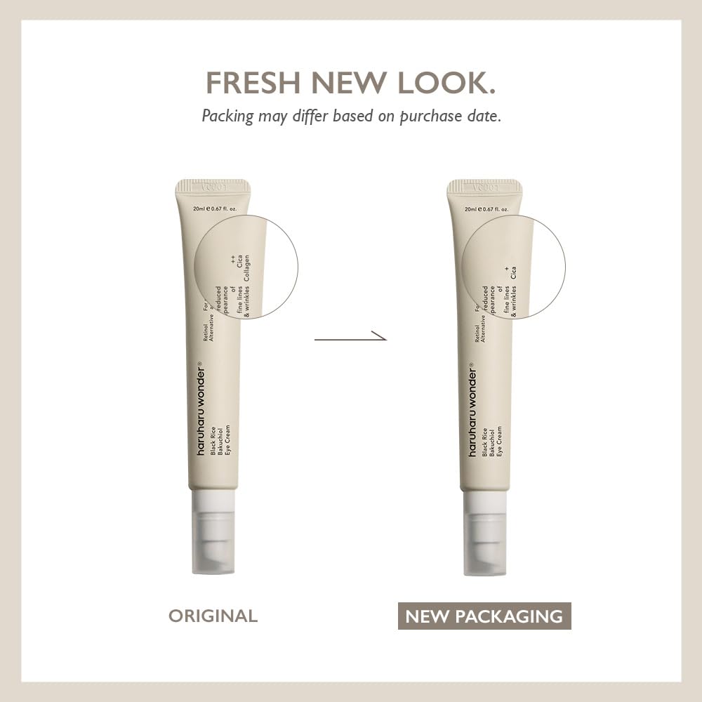 Haruharu Wonder Black Rice Bakuchiol Eye Cream 0.67 fl.oz / 20ml | Anti-Aging, Wrinkle Care, Natural Retinol Alternative | Cruelty Free, EWG-Green