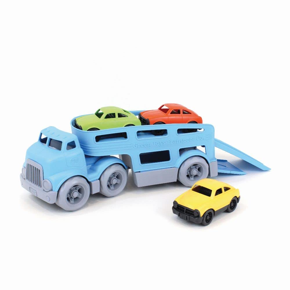 Green Toys Car Carrier, Blue - Pretend Play, Motor Skills, Kids Toy Vehicle. No BPA, phthalates, PVC. Dishwasher Safe, Recycled Plastic, Made in USA.