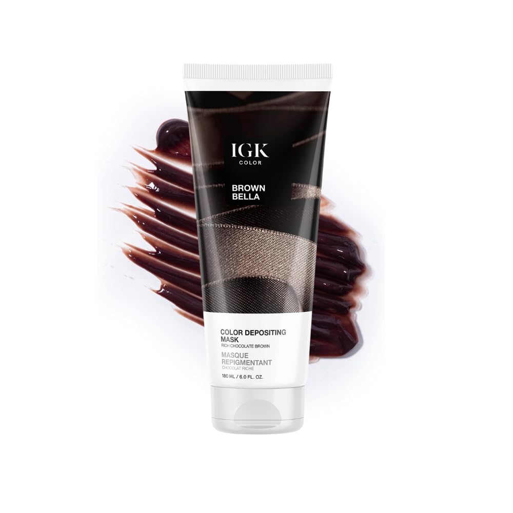 IGK Hair Gloss Toner & Color Depositing Mask | Chocolate Brown Semi-Permanent | Vegan + Cruelty Free | Brown Bella