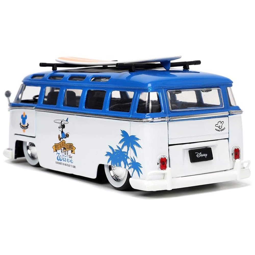 Jada Toys Disney Mickey and Friends 1:24 Volkswagen T1 Bus Die-cast Car w/ 2.75" Mickey Mouse Figure, Toys for Kids and Adults