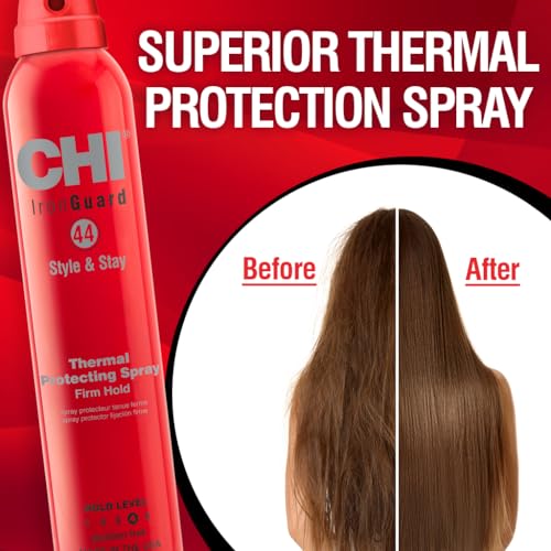 CHI 44 Iron Guard Style & Stay Firm Hold Protecting Spray, Heat Protectant & Hairspray for a Long-Lasting Hold, Sulfate & Paraben-Free, 10 Oz
