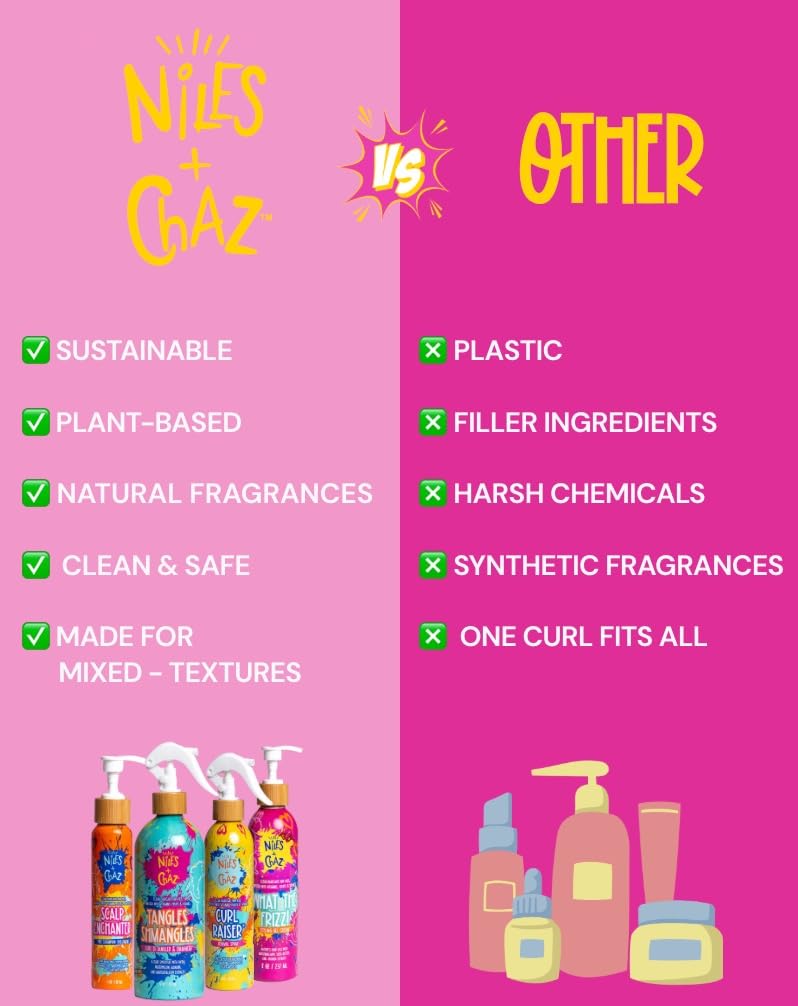 Niles & Chaz Tangles Shmangles Kids Detangler & Curl Enhancer - Hydrating Leave-In Conditioner, Frizz-Free Curls, 16 fl oz