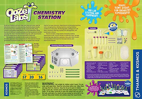 Thames & Kosmos Ooze Labs Chemistry Station Kit – 20 Fun Science Experiments with Safe Slime, Acids, Bases, Chromatography & More