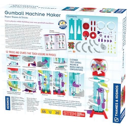Thames & Kosmos Gumball Machine Maker Lab - 12 STEM Experiments to Build Your Own Gumball Machines with Physics & Engineering, Includes Gumballs