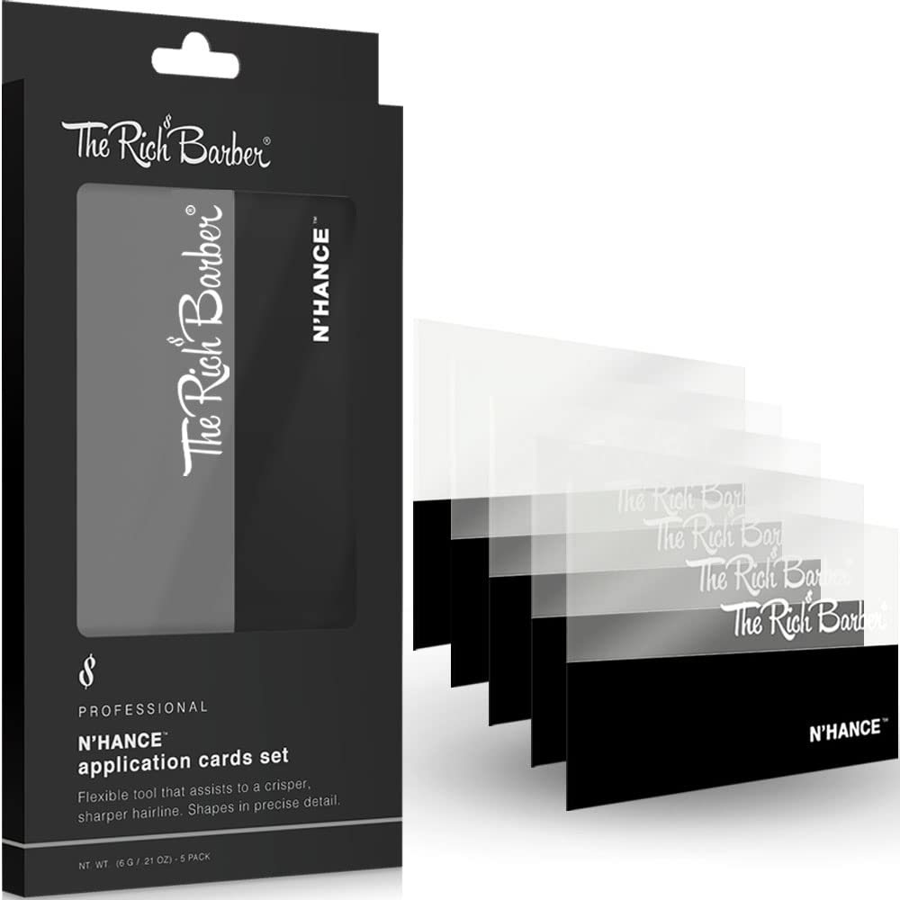 The Rich Barber N’Hance Hair Building Fiber Application Cards 5 Pack – Hairline Enhancement & Line-Up Tool for Barbers and Personal Use
