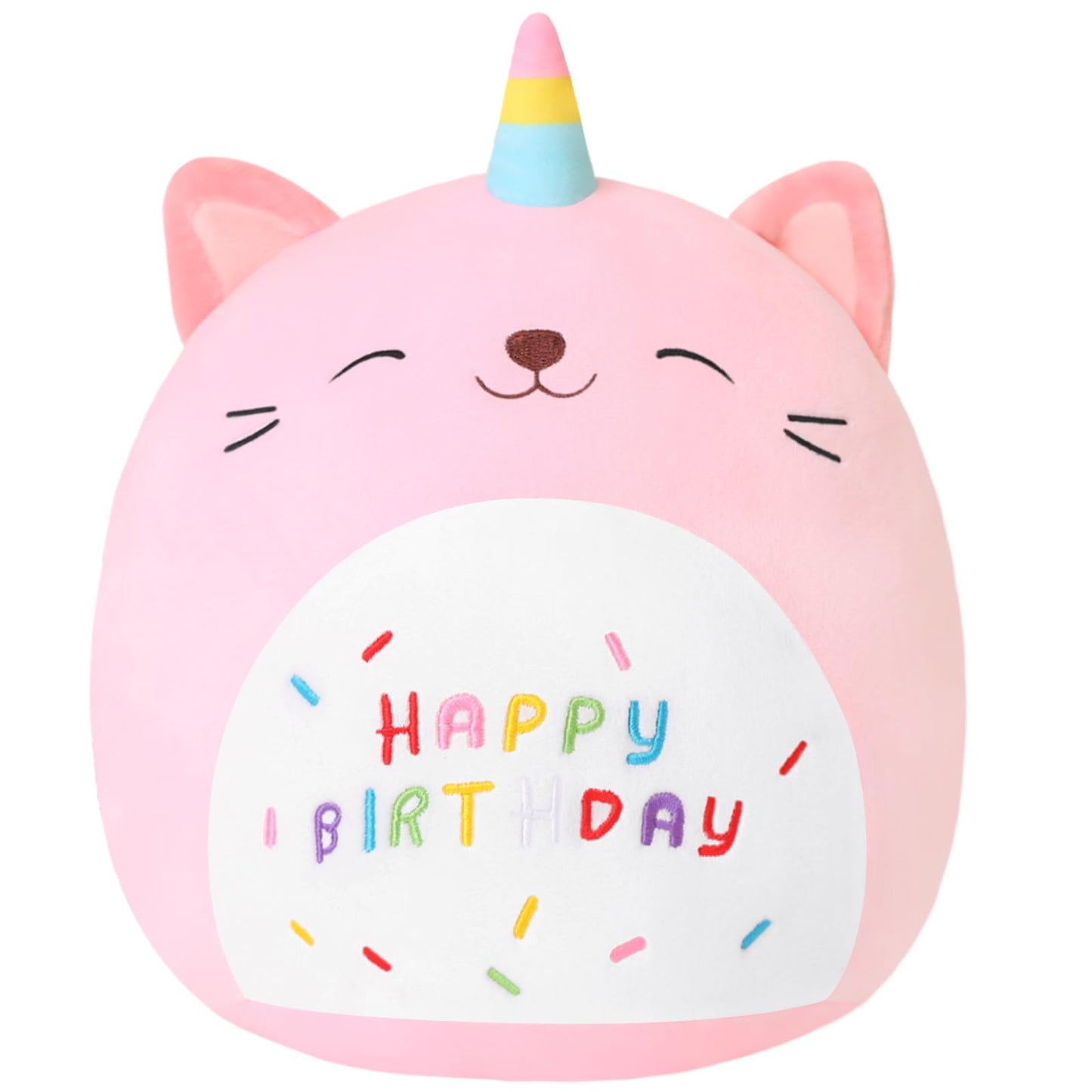SQEQE Cat Plush Toy Unicorn Cat Stuffed Animal Cute Birthday Cat Plushies Pillow Soft Plushie Doll Gifts for Kid Decor(Pink Caticorn, 10 Inch)