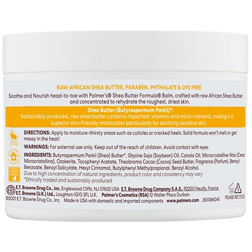 Palmer's Shea Butter Formula Raw African Shea Butter Balm, Nourishing Body Moisturizer for Rough, Dry Skin, 7.25 Ounces