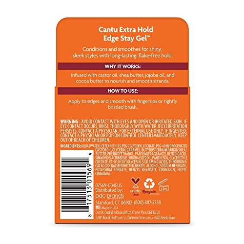Cantu Extra Hold Edge Stay Gel with Shea Butter, 2.25 oz