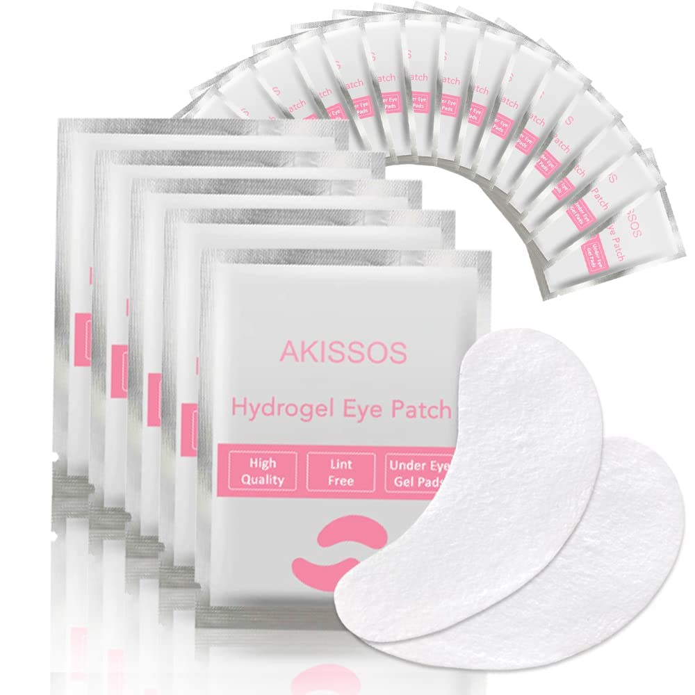 Akissos 100 Pcs Under Eye Gel Pads for Eyelash Extensions – Hypoallergenic, Lint-Free, Professional DIY Lash Lift & Tint Tool