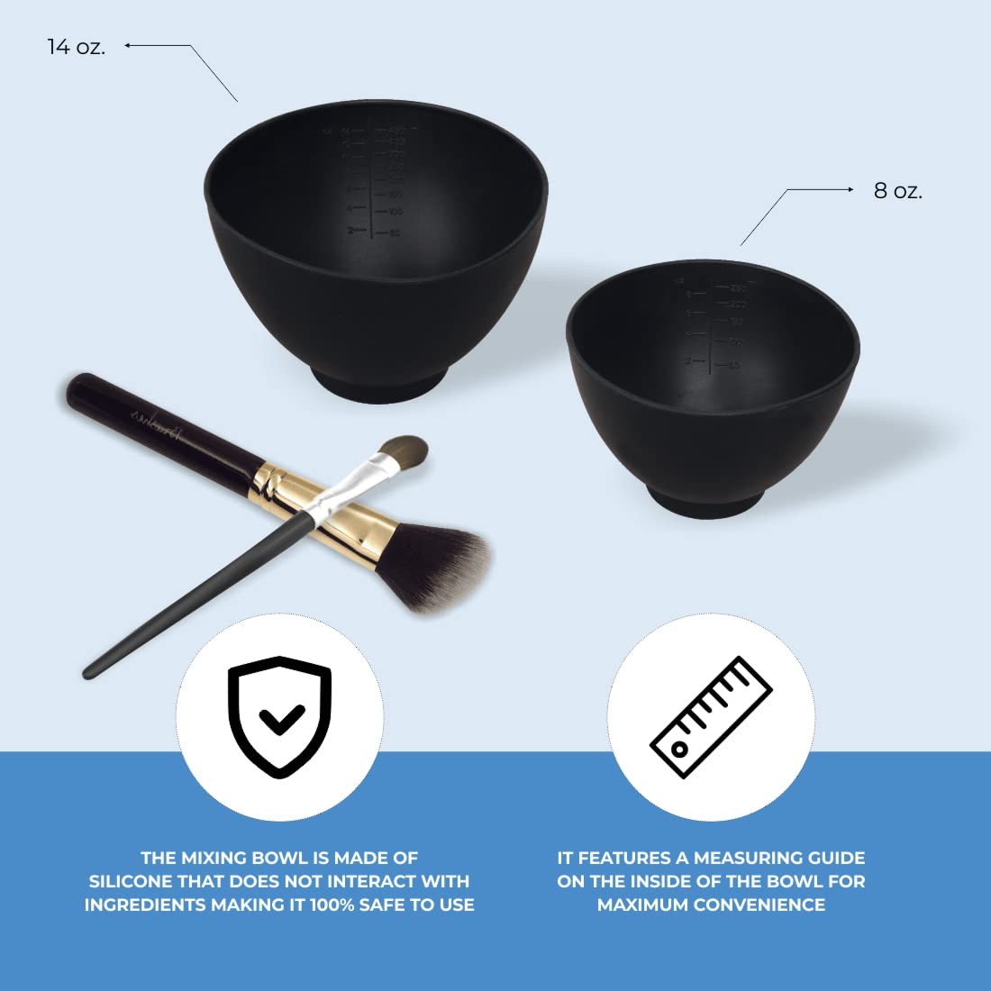 ForPro Professional Collection Silicone Mixing Bowl, Black, Flexible, Odorless, for Mixing Facials, Massage, Body & Other Products, 8 oz