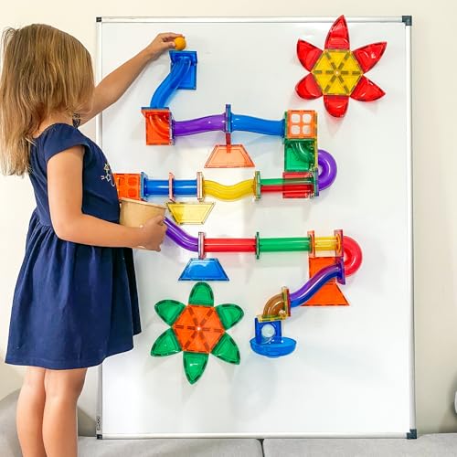 Learn & Grow Magnetic Marble Run Expansion Pack - 88PCS STEM Marble Track, Magnet Tiles & Accessories, Building Toy for Kids 5+