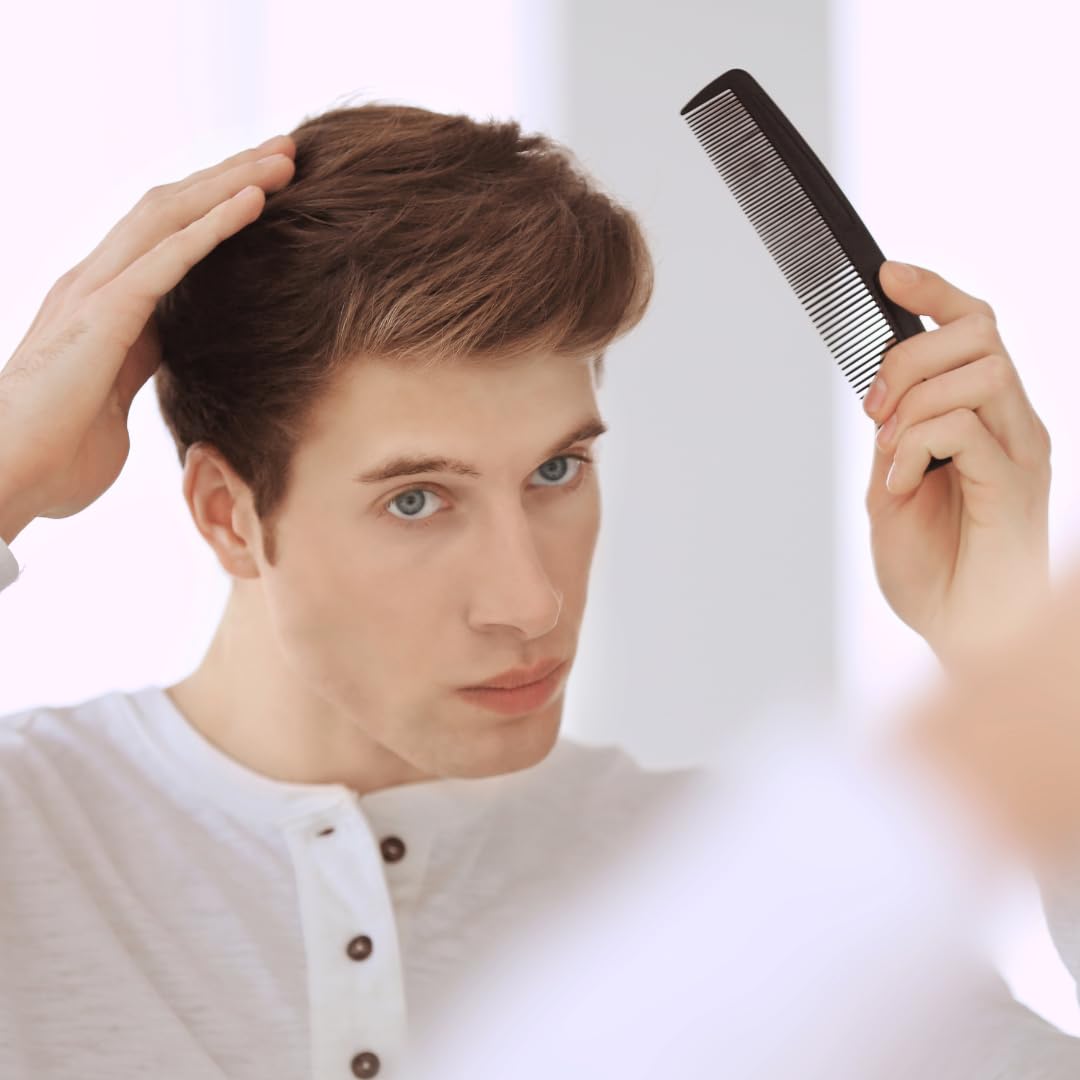 GENTS 5-Pack Pocket Combs for Men – Black Unbreakable Round Teeth Beard, Mustache & Hair Combs | Fine & Coarse Teeth, Travel-Friendly Grooming Set