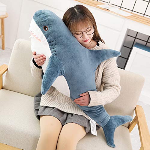 XIAOHONG 39" Giant Shark Plush Toy – Soft Chubby Shark Pillow, Stuffed Animal Cushion for Kids’ Room Décor & Stress Relief Gift